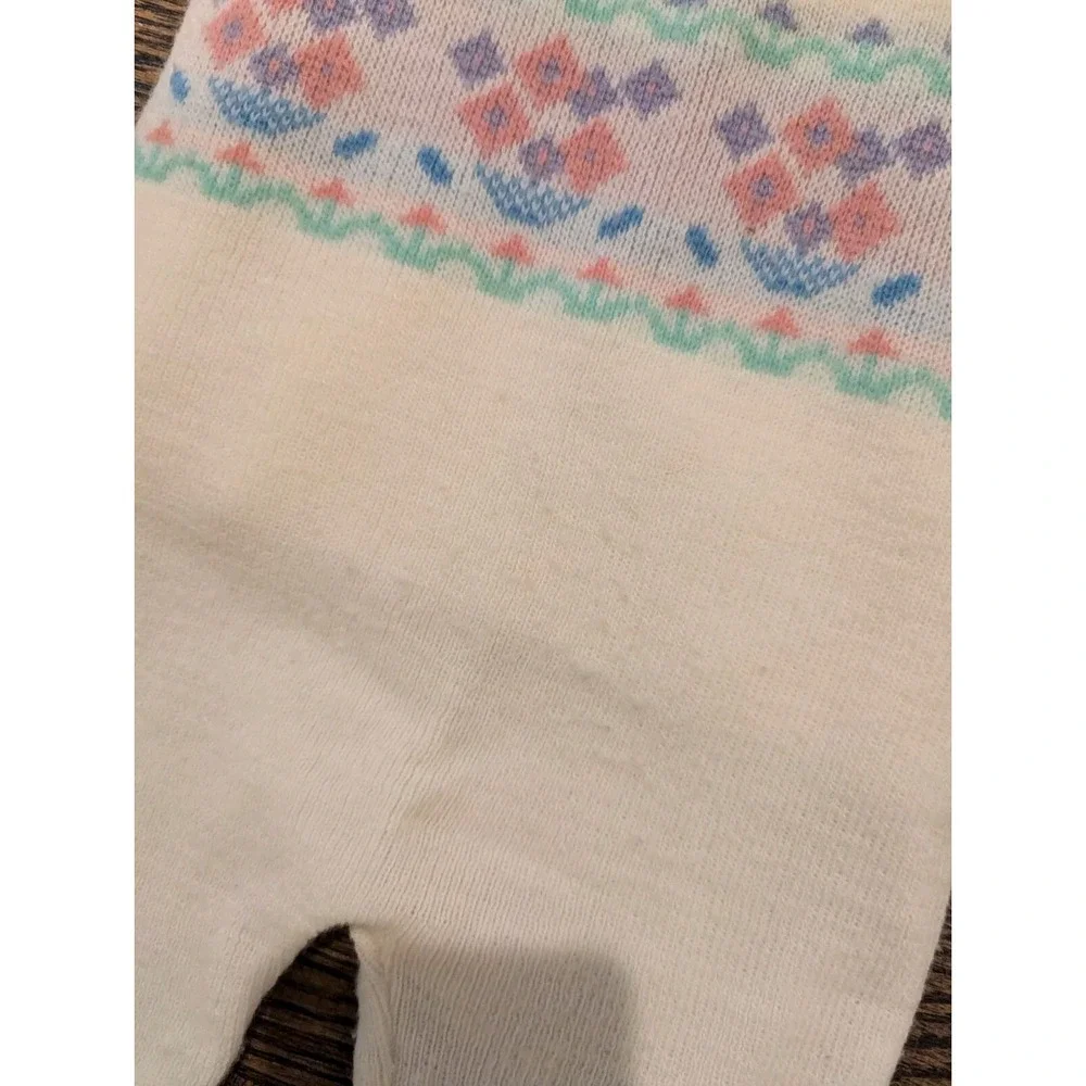 Vintage 2 pc. Baby Girl 6-9 Mo footed Winter Knit Sweater Overall outfit Japan